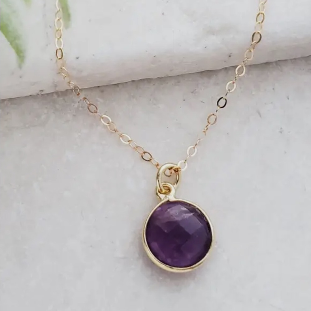 Amethyst Gold Round Vermeil Necklace